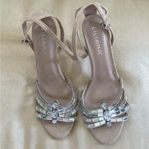 LILIANA SKINTONE 4.5"High Stiletto Heel peep Toe STONE  Shoes Women Size 7.5